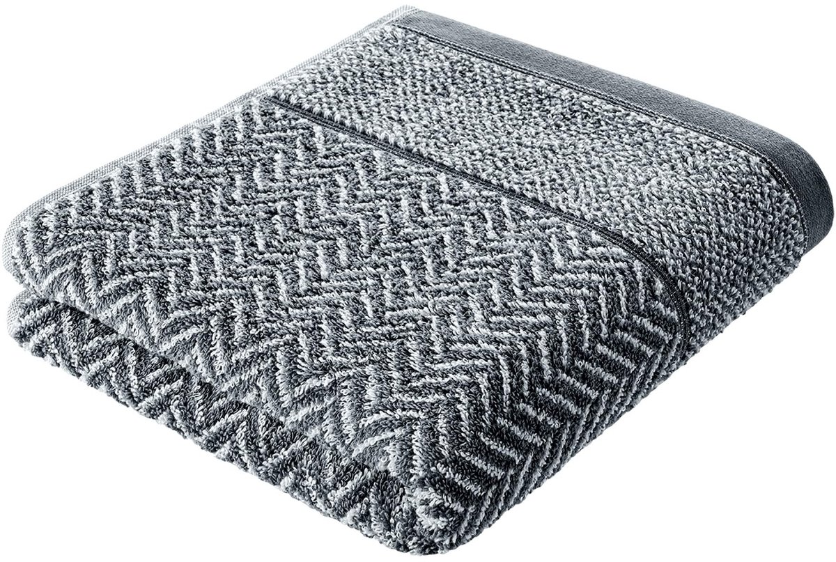 ONF3 - Douchehanddoek - 100% Katoen - Aangenaam Zacht - Antraciet/Wit - Handdoek voor dagelijks gebruik - 70 x 140 cm