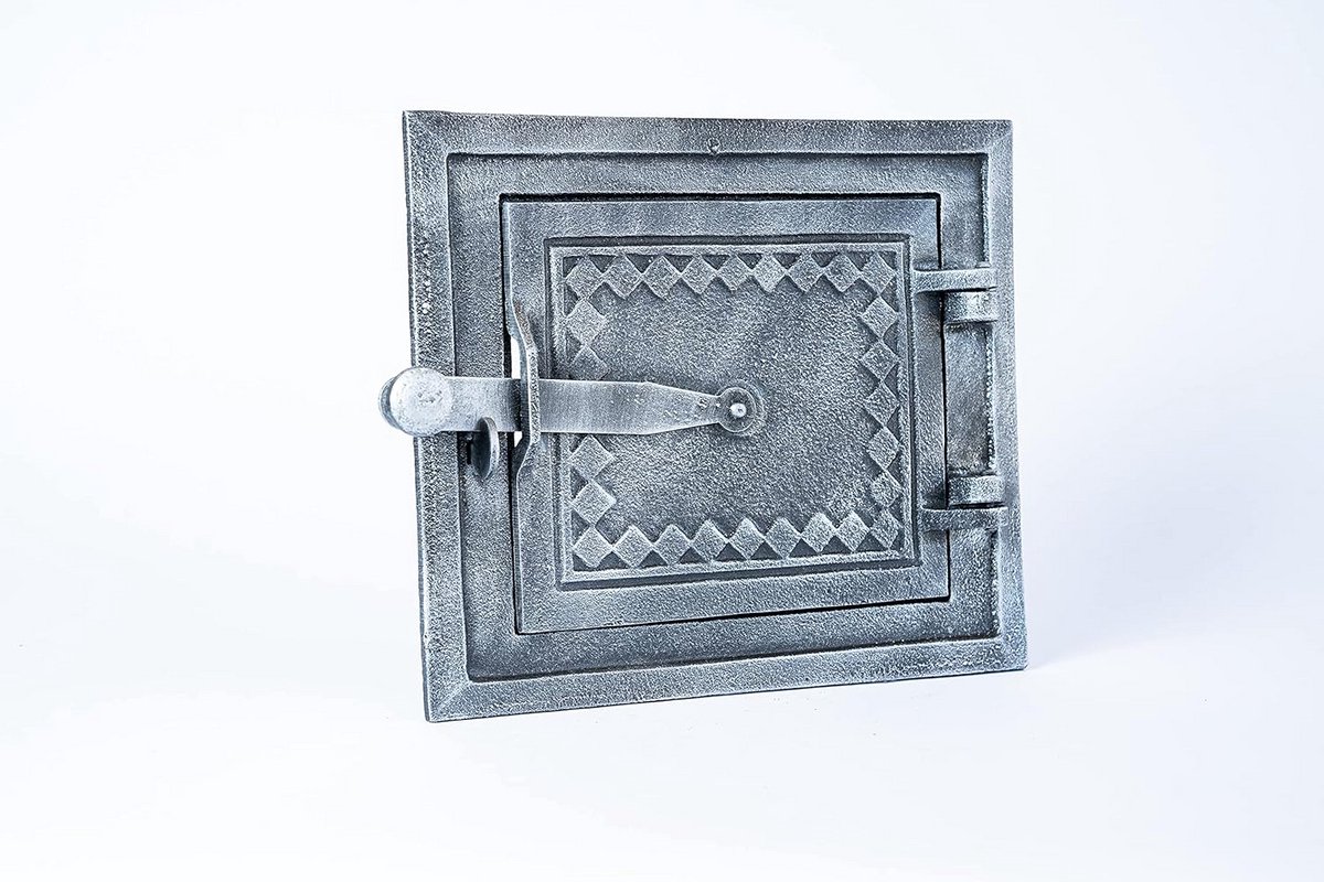 Euro Sezam oude zilveren gietijzeren ovendeur massieve dikke ovendeur pizzaovendeur DZ057 enkele deur met deurslot 255x215 mm deuren voor pizzaovens broodovens tuinkeukens en rokerij