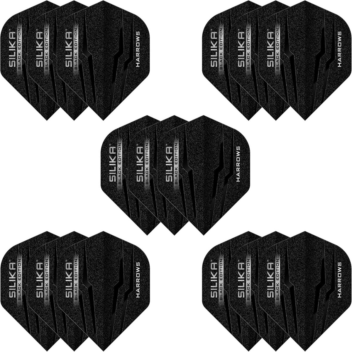 Harrows Silika No2 dartpijlen | 5 x sets dartpijlen (15 flights totaal) I 100 micron dartpijlen I premium extra sterk gemaakt in het VK I professionele dartaccessoires I Black Edition