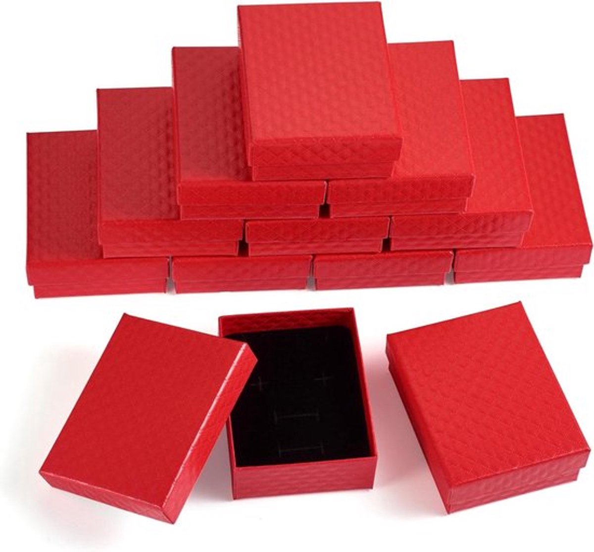 Sieraden Kartonnen Dozen voor Bruiloft Verjaardag, 12 stuks, Rood
