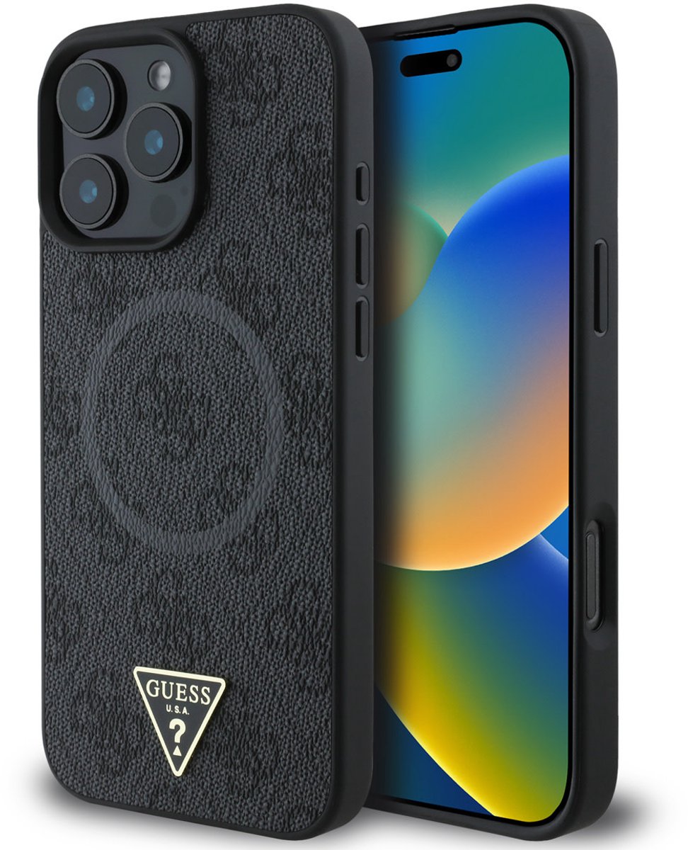 Guess telefoonhoesje voor iPhone 16 Pro - MagSafe geschikt - Zwart