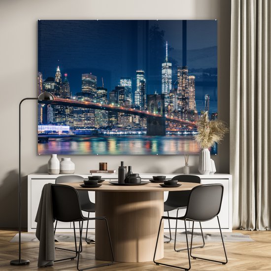 Peintures sur verre - New York - Nuit - Pont de Brooklyn - 160x120 cm - Peintures Plexiglas