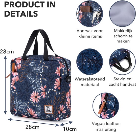 Brisby 4 Laags Geïsoleerde Koeltas - Lunchtas 7 liter - Japanese Flower van Brisby — afbeelding 2