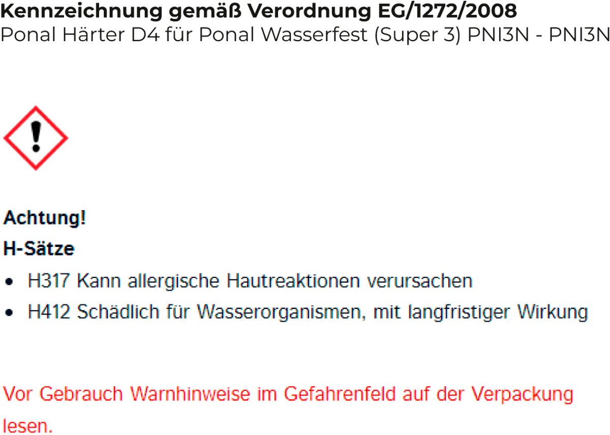 Ponal Härter D4 für Ponal Wasserfest (Super 3) PNI3N - PNI3N