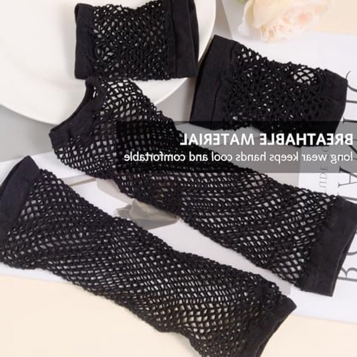 Vingerloze visnet handschoenen voor vrouwen, 80er jaren themafeest, Halloween cosplay, kostuumaccessoire, 2 maten beschikbaar