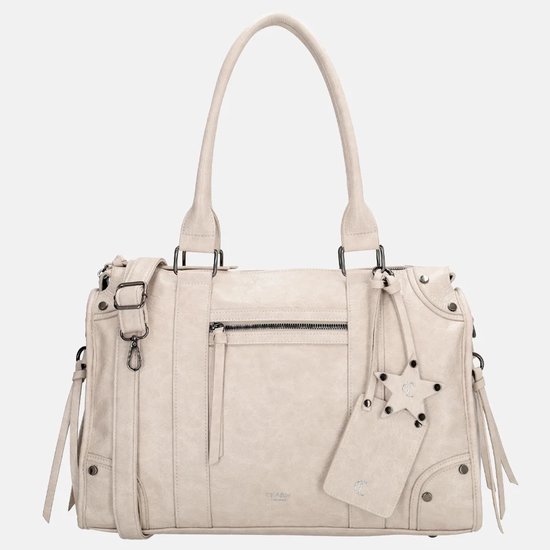 Charm London Berlin Laptoptas - 15.6 Inch - Shopper - Laptopvak - Schouderband - Werk - Dames - School - Schooltas - Werktas - A4 - Crème