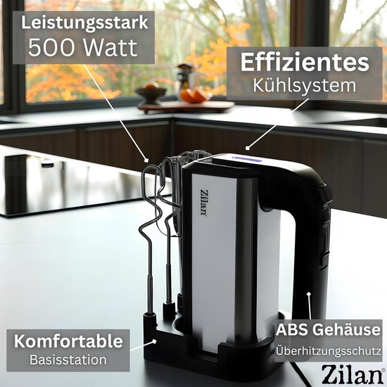 Elektrische Handmixer - Keukenmixer - Bakken en Koken - 500 Watt Kracht - 10 Liter Capaciteit - Zilver Zwart van Merkloos — afbeelding 5