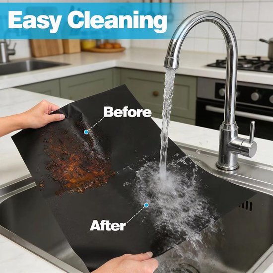 Grill Mat - Bakplaat Folie - Schoon Grillen - Hittebestendig - 40 x 50 cm - Zwart — afbeelding 3