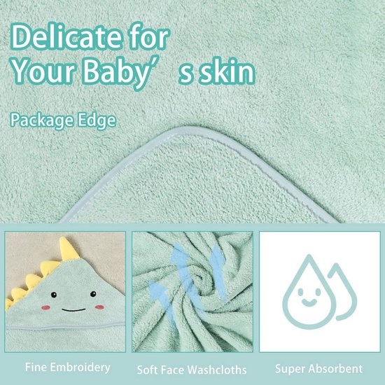 Shengruili Babyhanddoek met capuchon, 80 x 80 cm, super absorberend, kleine kinderen, badhanddoekenset, badhanddoeken met capuchon, badhanddoek met capuchon — afbeelding 2
