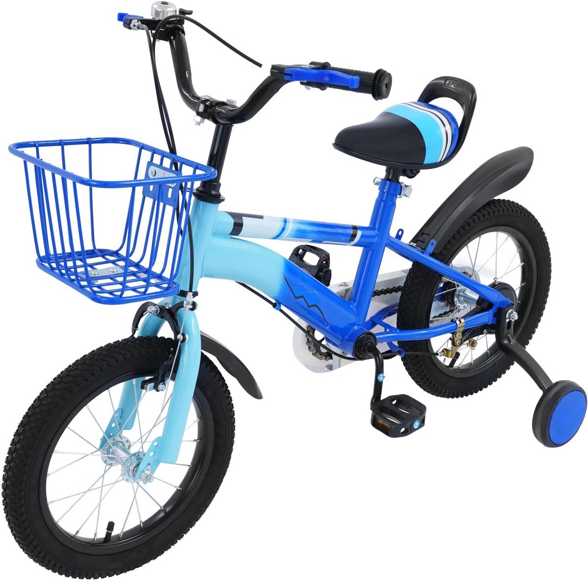 Degelijke 14 inch Kinderfiets met Mand en Steunwielen Leeftijd 3 tot 6 Jaar