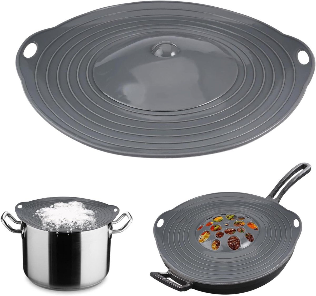 Boil Protection en Splash Guard: Siliconen Deksel voor Pannen van 15-28cm, Overloopbescherming voor Koken en Magnetrongebruik