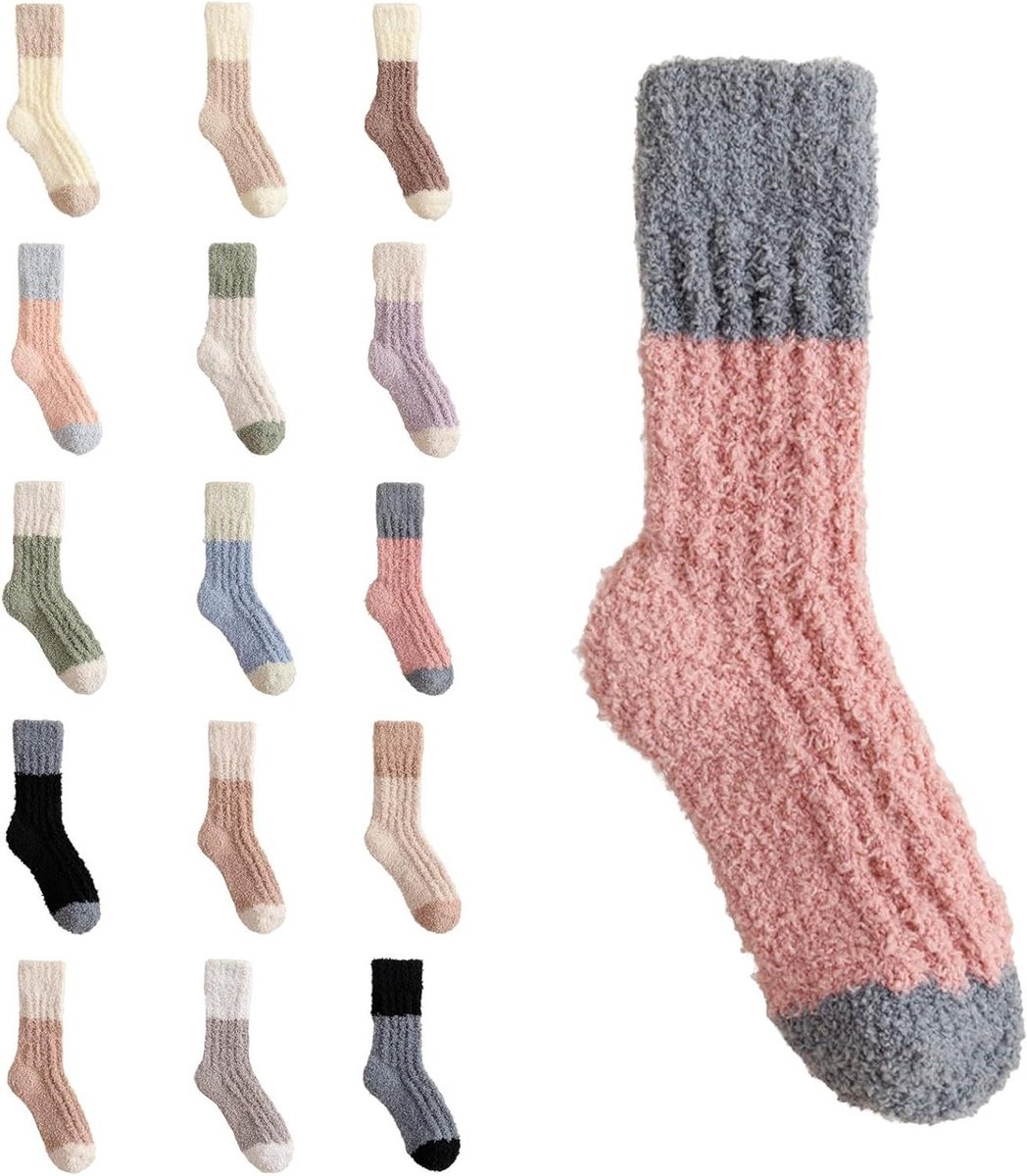Slaapsokken Dames - Fuzzy Sokken - Comfortabel Ontspannen - Anti-slip Zolen - One Size - Coral