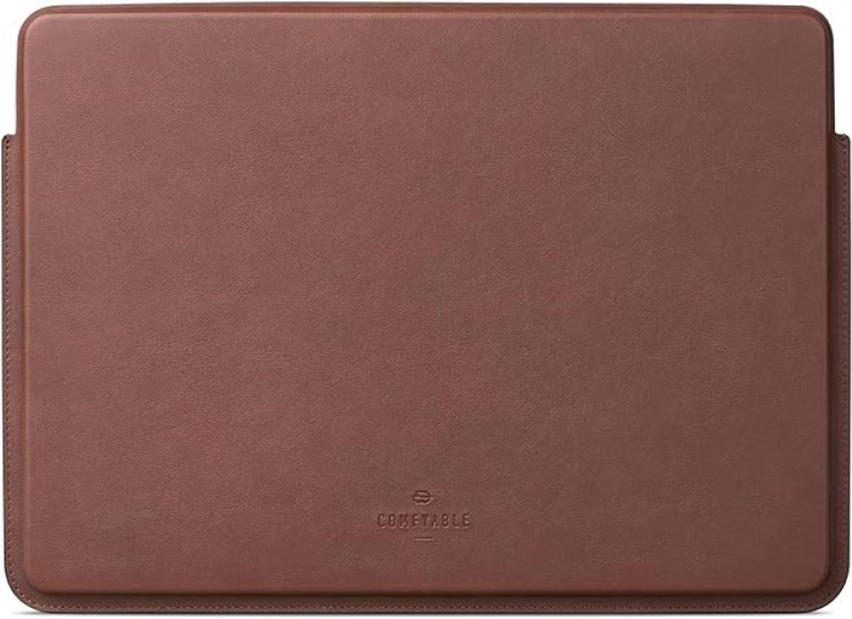 Slanke kunstleren laptophoes 13 inch, beschermende hoes voor MacBook, bruin
