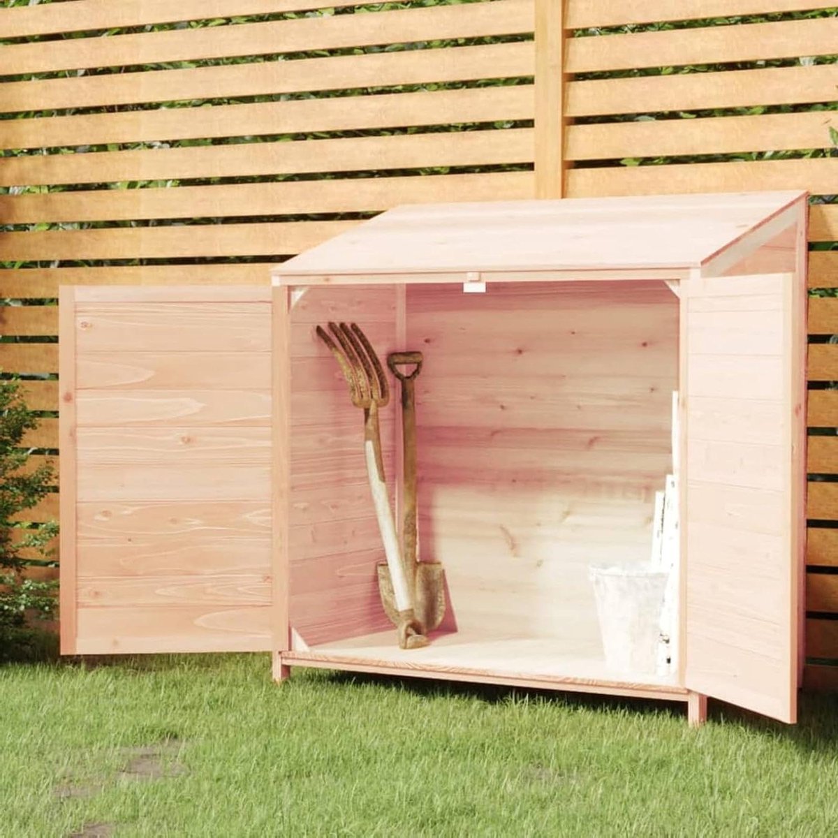 Houten Tuinhuis - Opbergkast Buiten - Tuinspullen Opbergen - Vochtbestendig Hout - 102 x 52 cm - Natuurlijk Hout