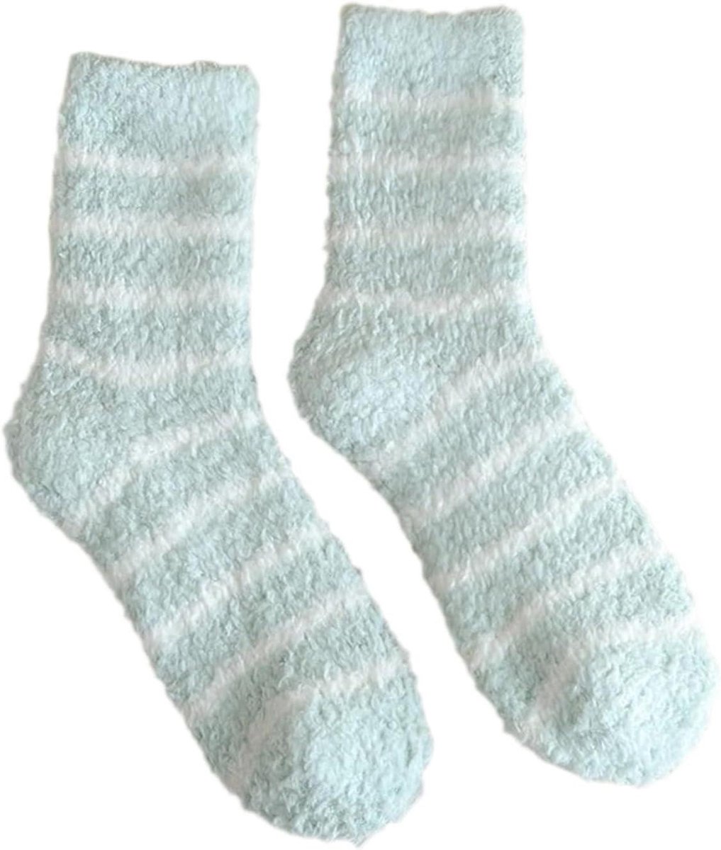 Enkel Sokken Dames - Fleece Sokken - Warmte Thuis - Anti-slip Zolen - One Size - Gestreept
