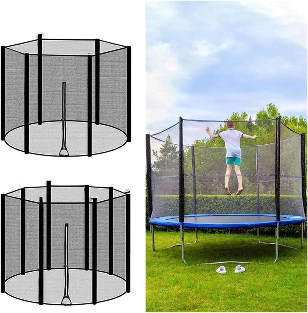 Trampoline net - Veiligheidsnet - Veilig springen - UV-bestendig gaas - Meerdere maten - Grijs