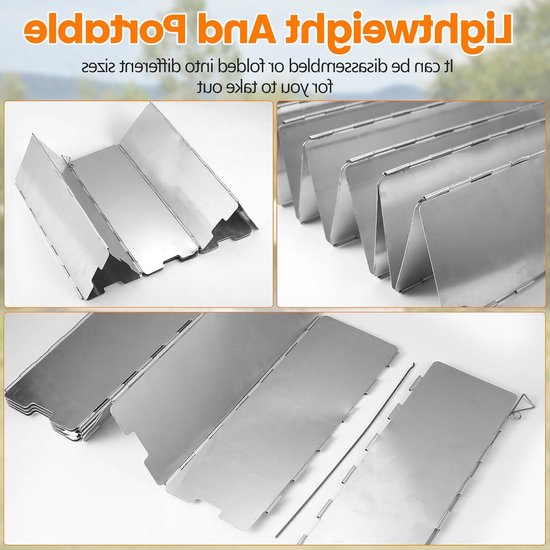 Camping Kooktoestel Windscherm Set met 12 Aluminium Platen voor Buiten, Kamperen en Motorhome, Inclusief Opbergdoos van Merkloos — afbeelding 3
