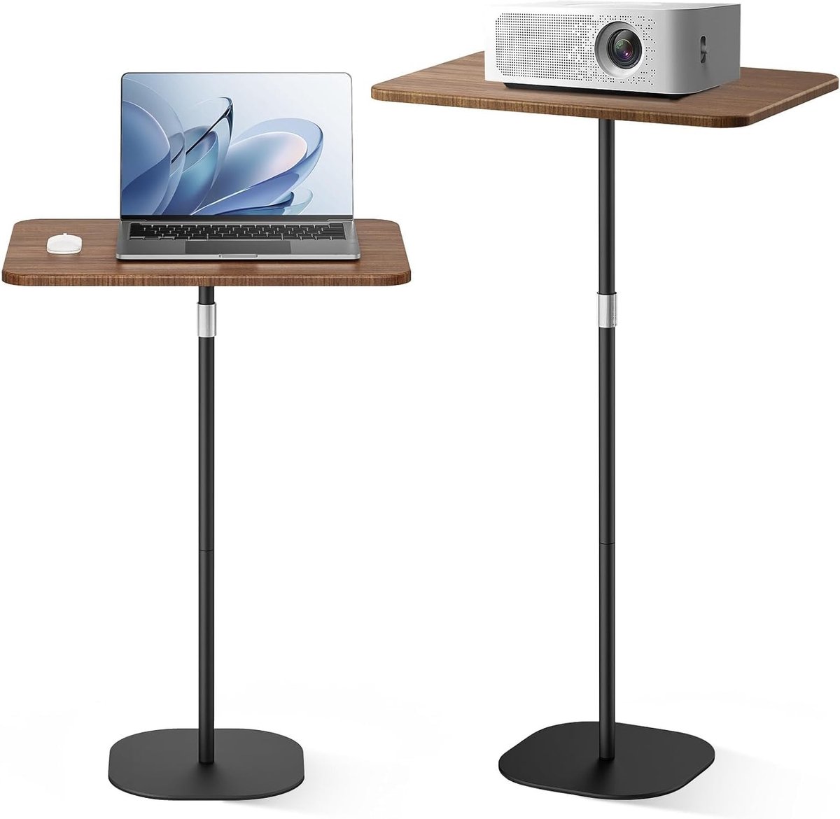 In hoogte verstelbaar sta-bureau met laptopstandaard, mobiele statafel en bijzettafel voor kantoor en thuis, zwart, 46-120 cm