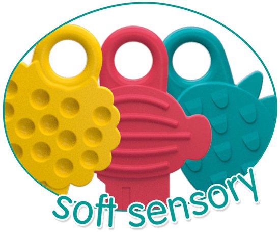 SES Creative - Tiny Talents - Sensorisch speelgoed speelsleutels - Montessori - bijten, voelen, sabbelen, spelen - verschillende texturen - baby speelgoed van Merkloos — afbeelding 3