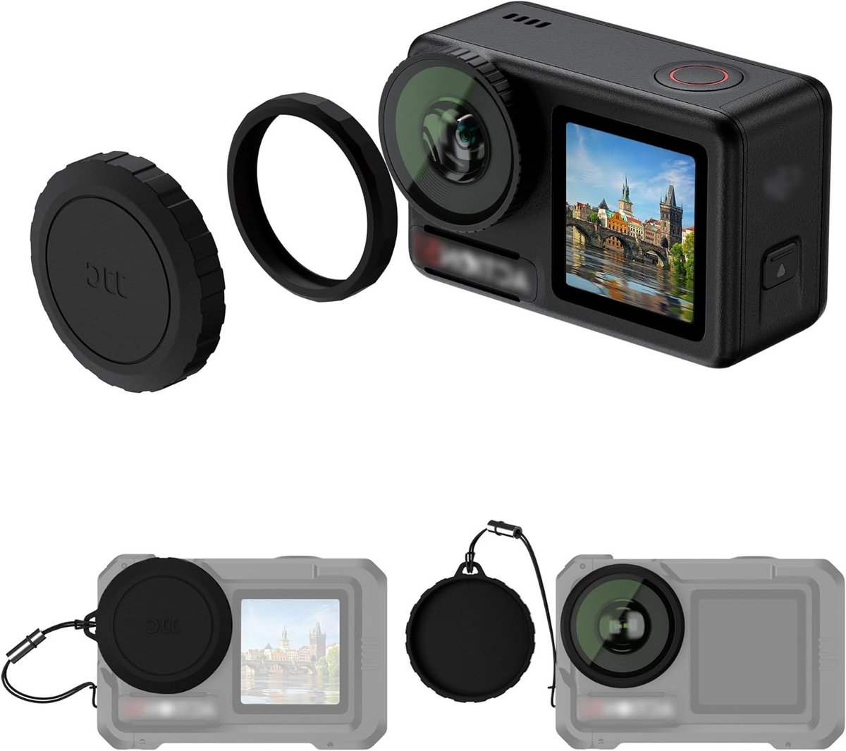 Beschermende Lens Case voor DJI Osmo Action 5 Pro en Action 4 met UV Filter, Silikonenkap en Beschermring