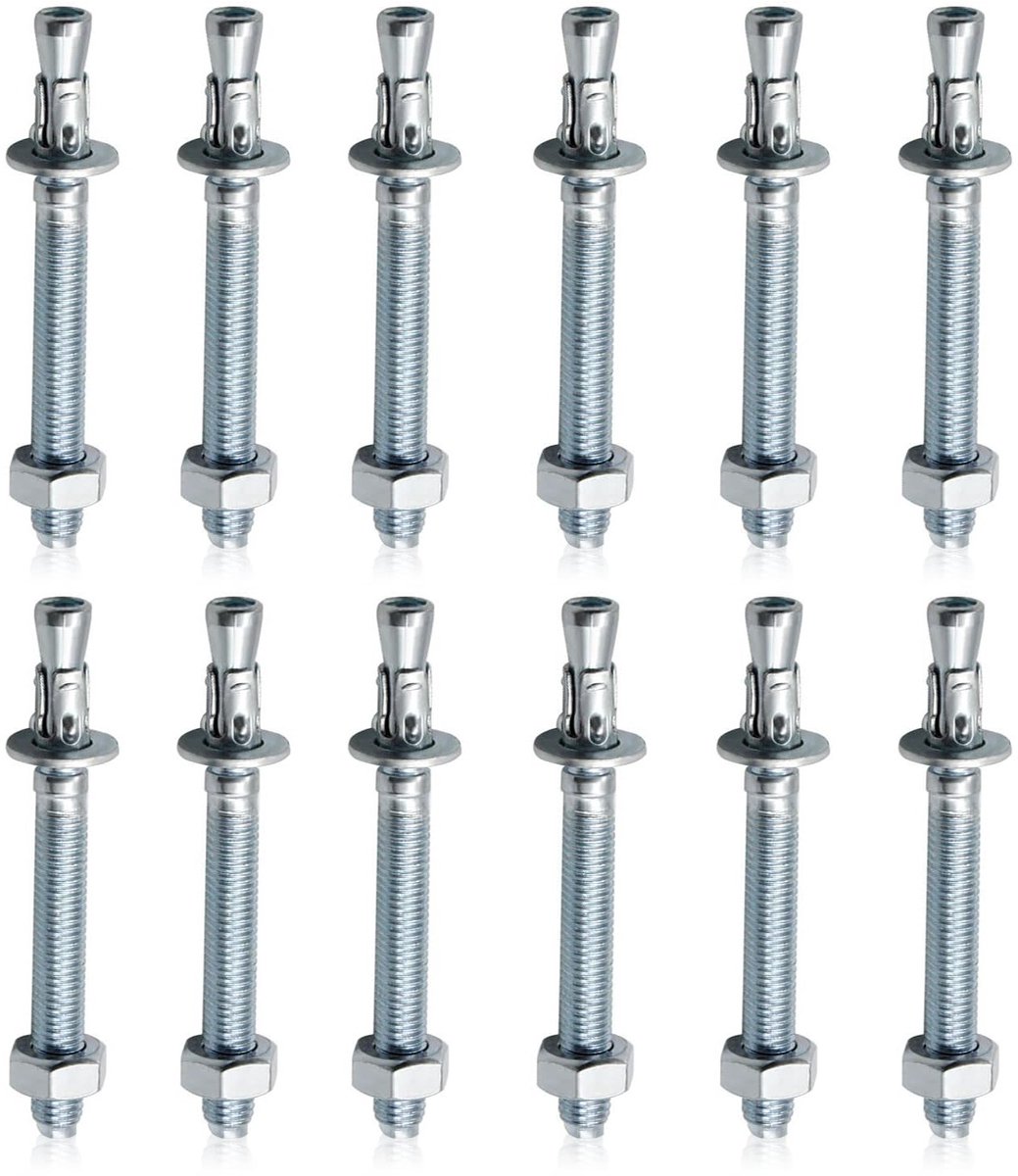 Set van 12 zware M10 x 90 mm boutankers van roestvrij staal, geschikt voor handrails, ramen, en gordijnwanden