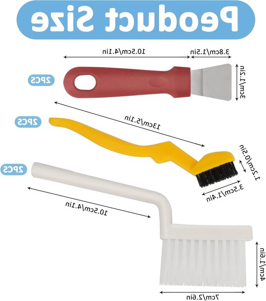 Set van 6 V-vormige voegenreinigingsborstels met 4 stevige borstels, multifunctionele spatels en hoekreinigingsborstel voor badkamer- en tegelvloeren — afbeelding 5