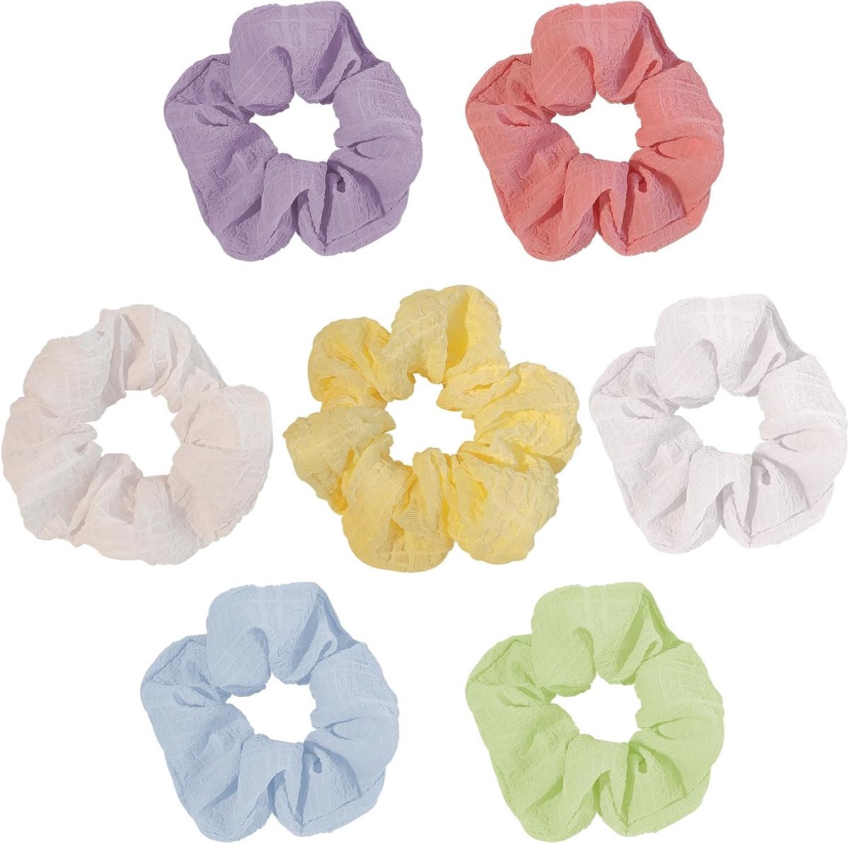 Kleurrijke haarbanden set van 7 voor vrouwen, pastel kleuren, elastische scrunchies, schattige haaraccessoires voor dagelijks gebruik en sport.