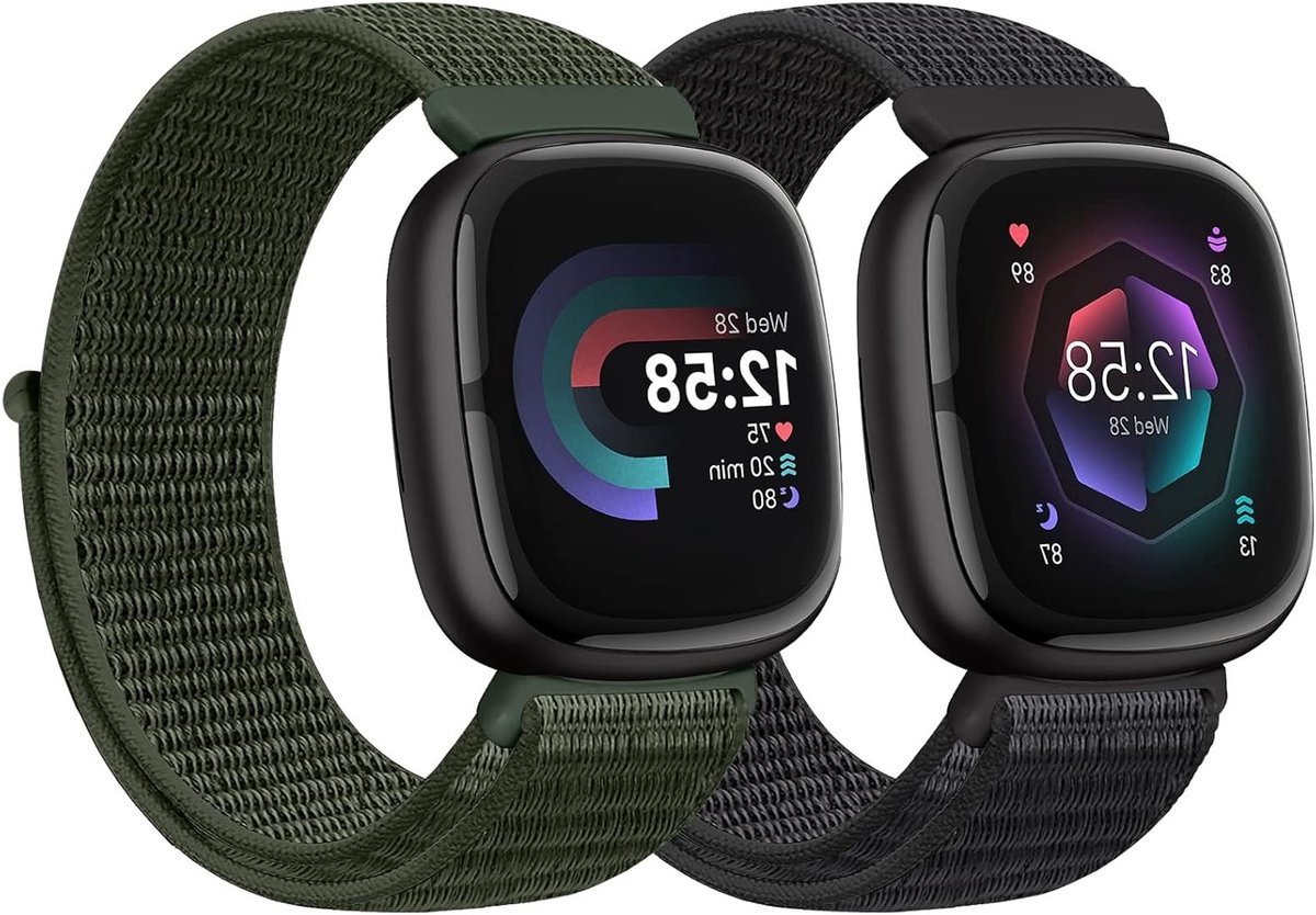 Nylon Polsbanden Geschikt voor Fitbit Versa 3 en Fitbit Sense, Zacht en Ademend Sportief Ontwerp voor Dames en Heren