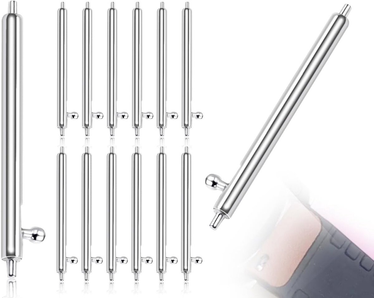 Quick Change Spring Bars van RVS voor Horloges - Premium Kwaliteit, 1.5x22mm, Set van 12, Ideaal voor Casual Horloges, Snelle Bevestiging en Vervanging