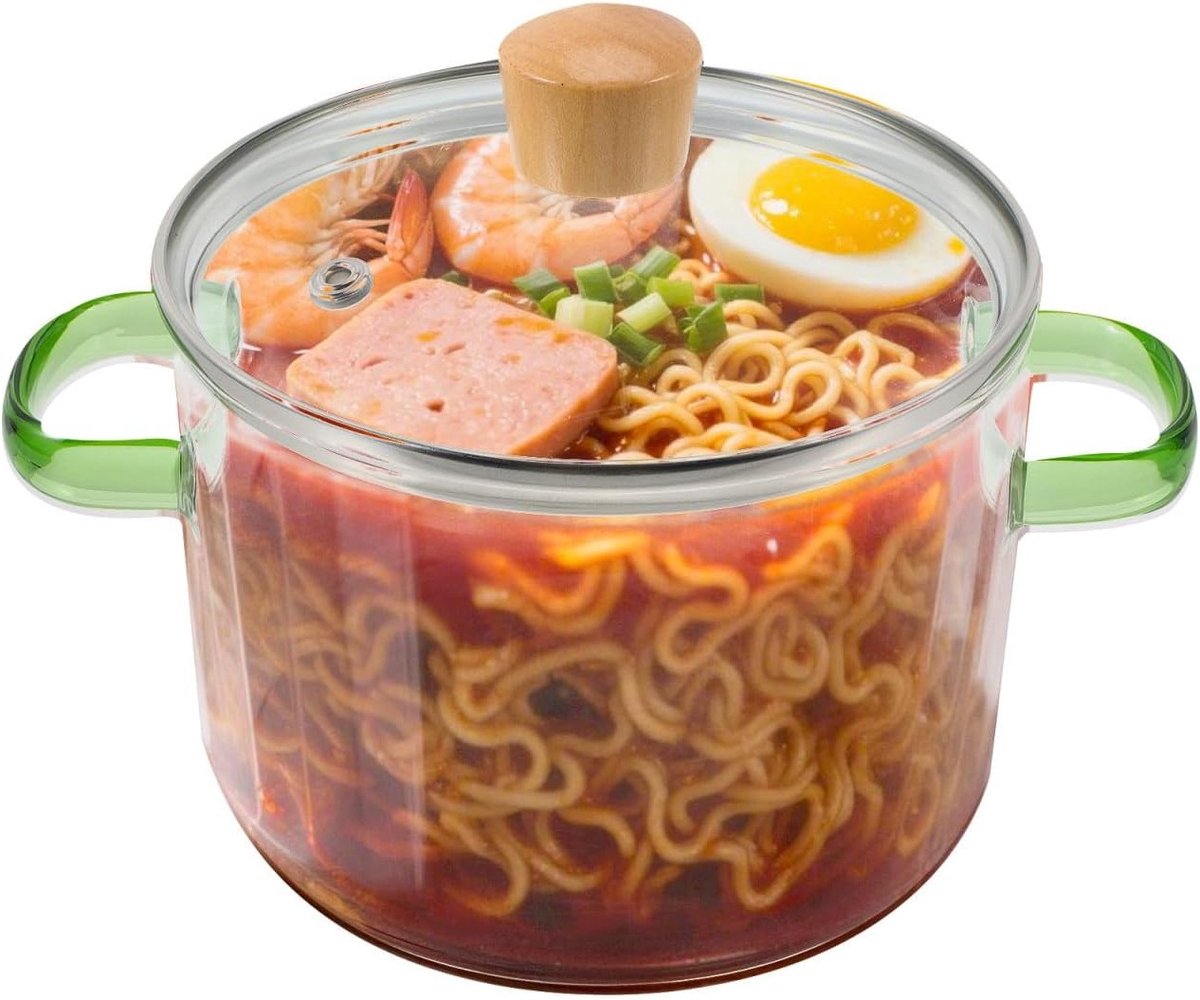 Glazen Kookpan 1.5 L met Deksel - Hittebestendige Sauspan voor Pasta, Soep en Melk