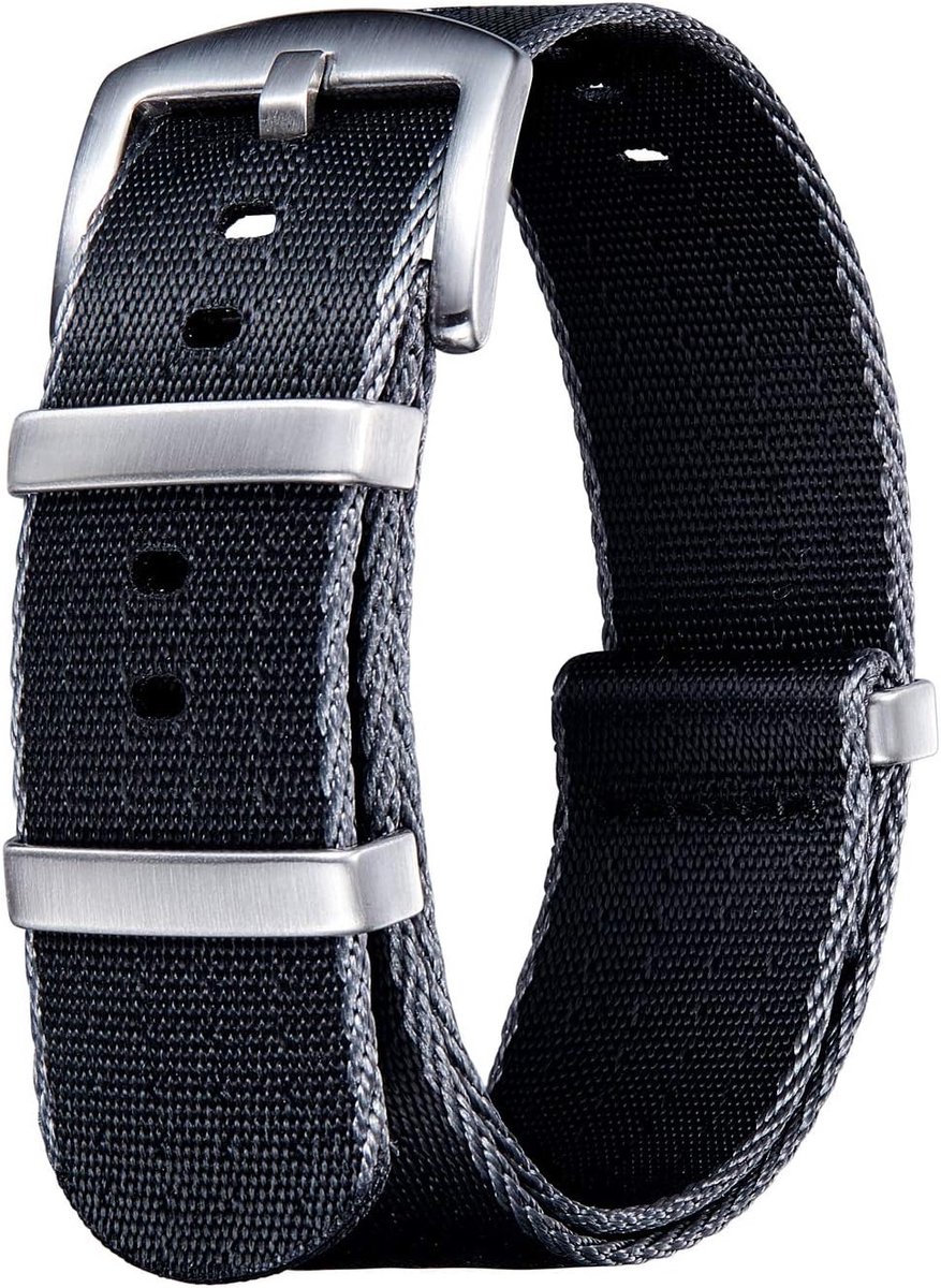 Militaire Nylon Vervangende Horlogeband met RVS Gesp voor Mannen en Vrouwen - Beschikbaar in 20 Kleuren en 18mm, 20mm, 22mm, 24mm Maten