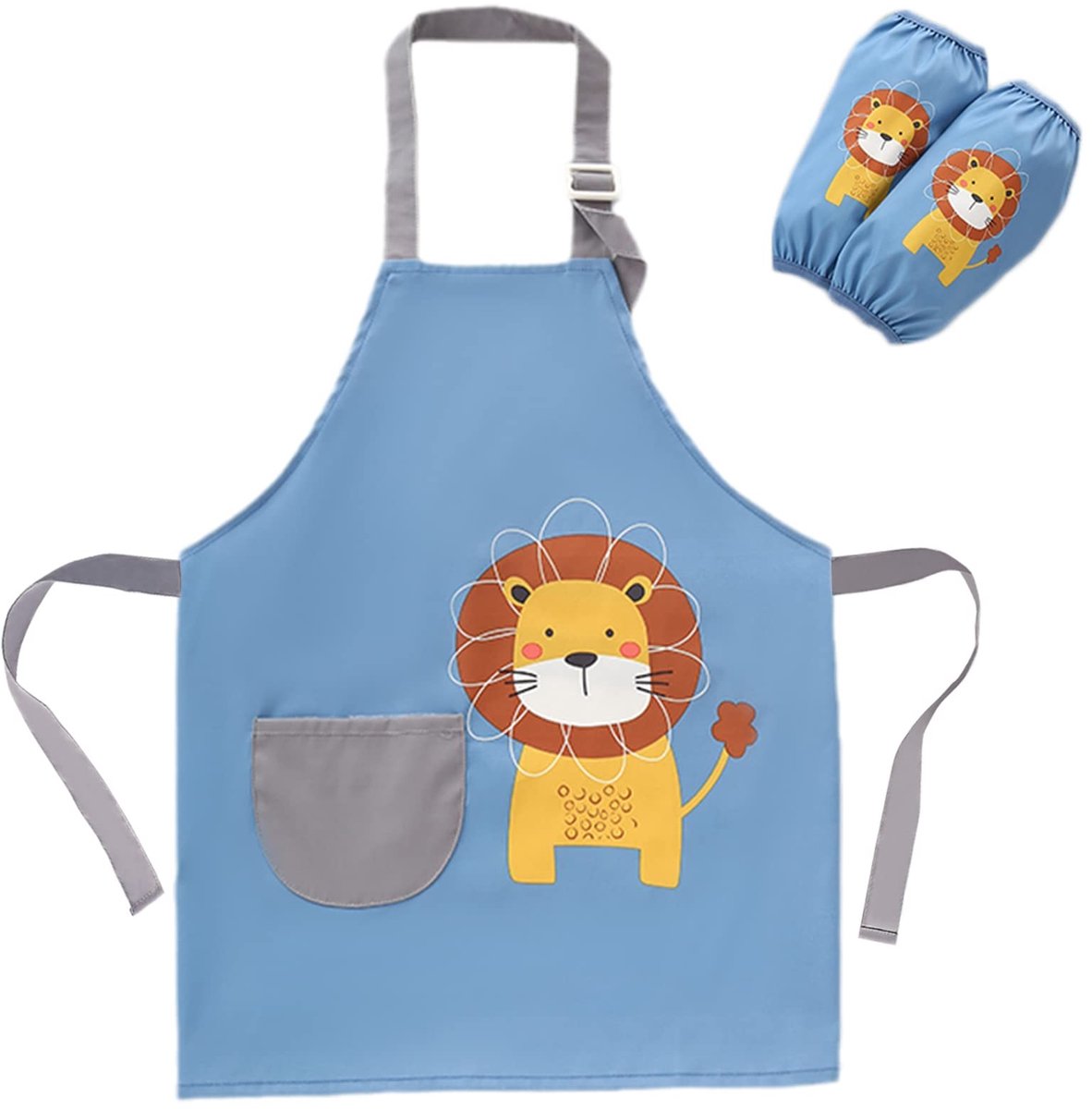 aladdien - Kinder schort - Kinder schort met mouwen - Verstelbare schouderbanden - Leeuw - Voor koken en schilderen - Geschikt voor jongens en meisj..