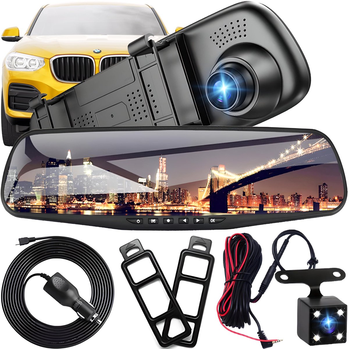 Retoo Full HD Dashcam met Achteruitrijcamera en Nachtzicht - 4.3 Inch Scherm