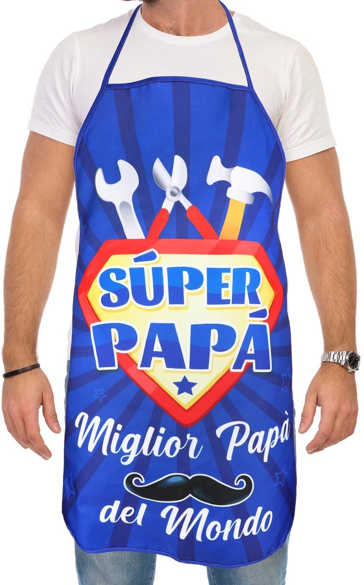 aladdien - Keuken Schort - Vaderdag Cadeau - Super Papa - Maat M - Origineel en Praktisch - Perfect voor Koken en Grillen - Geschikt voor Elke Vader