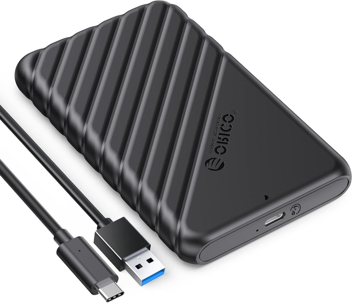 Externe 2.5" USB C Hard Drive Behuizing voor SSD en HDD tot 9.5mm met UASP, Zwart