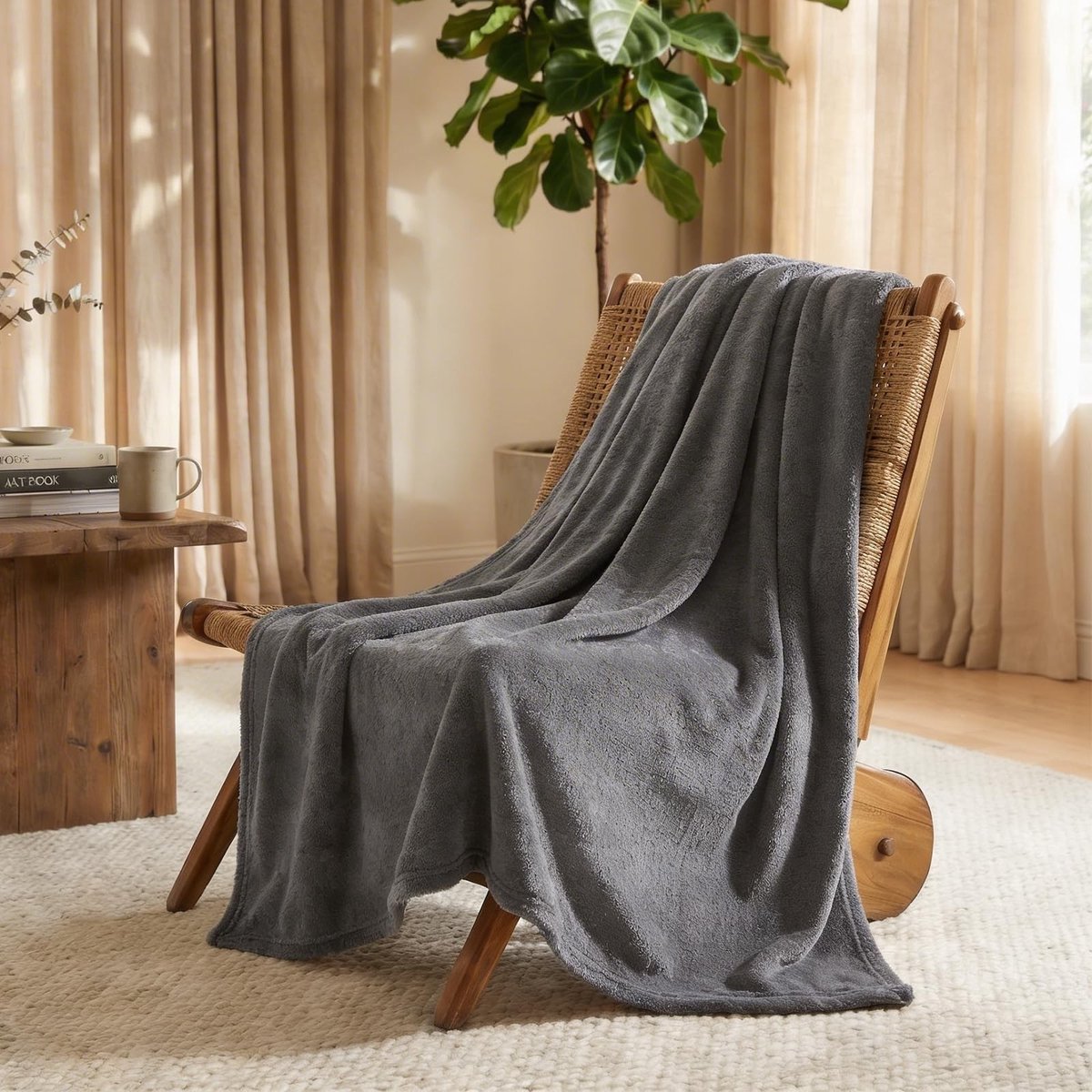aladdien - CozyLux Knuffeldeken - XXL Fleece Deken - Zacht en Warm - Grijs - Voor Binnen en Buiten - 220 x 240 cm