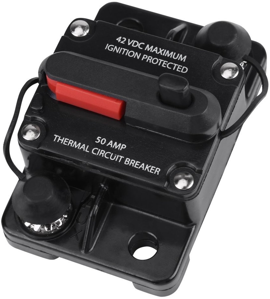 Allecto - Car Audio Miniature Circuit Breaker - Inline Circuit Breaker - Bescherming tegen kortsluiting - 50A - Voor auto audio systemen - Veilighe...
