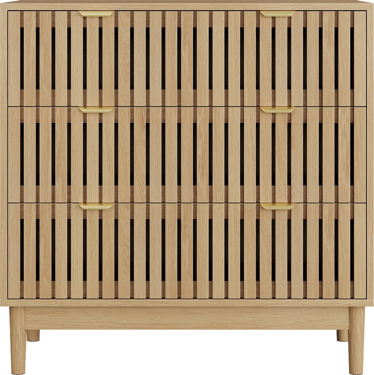 Merax Kommode met 3 Lades - Dressoir Kast Industrieel Hout - Opbergkast voor Woonkamer en Slaapkamer - 80x39x80 cm Eiken