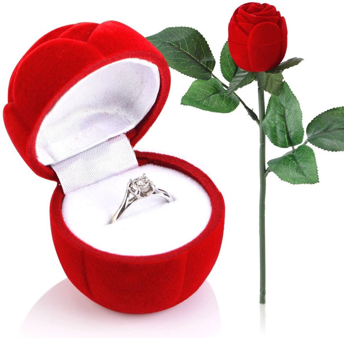 ONF3 - Ring Case - Handgemaakte Ringdoos - Elegante Rozenvorm - Huwelijksaanzoek - Beschermende Opberghouder - Perfect voor Verloving