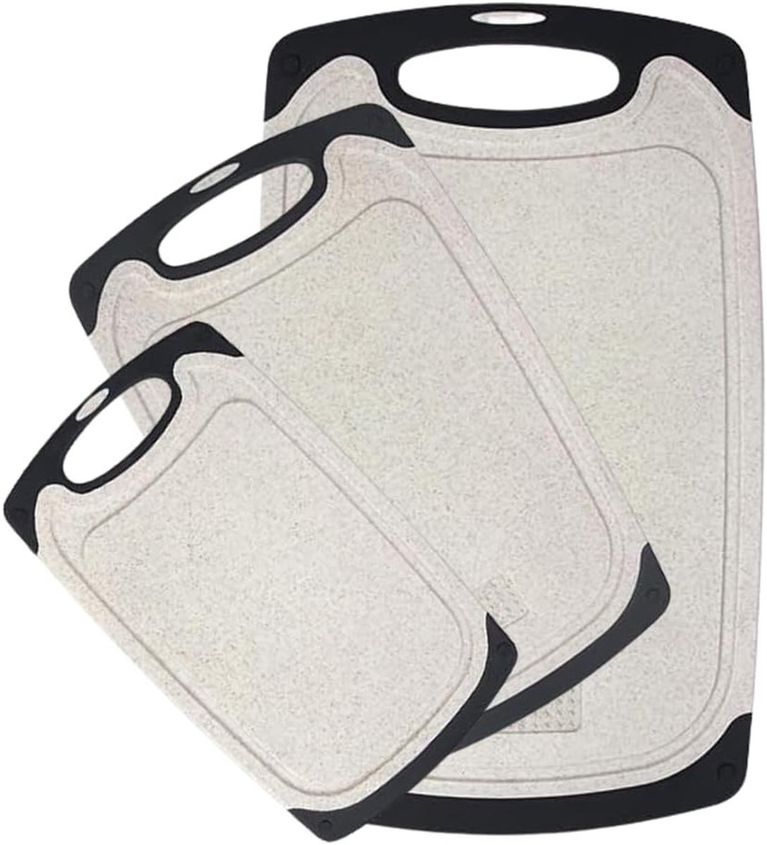 Keuken Snijplanken Set van 3, Antislip Voeten, Sapgroeven, Makkelijk Handvat, BPA-vrij, Vaatwasserbestendig, Diverse Maten en Kleuren