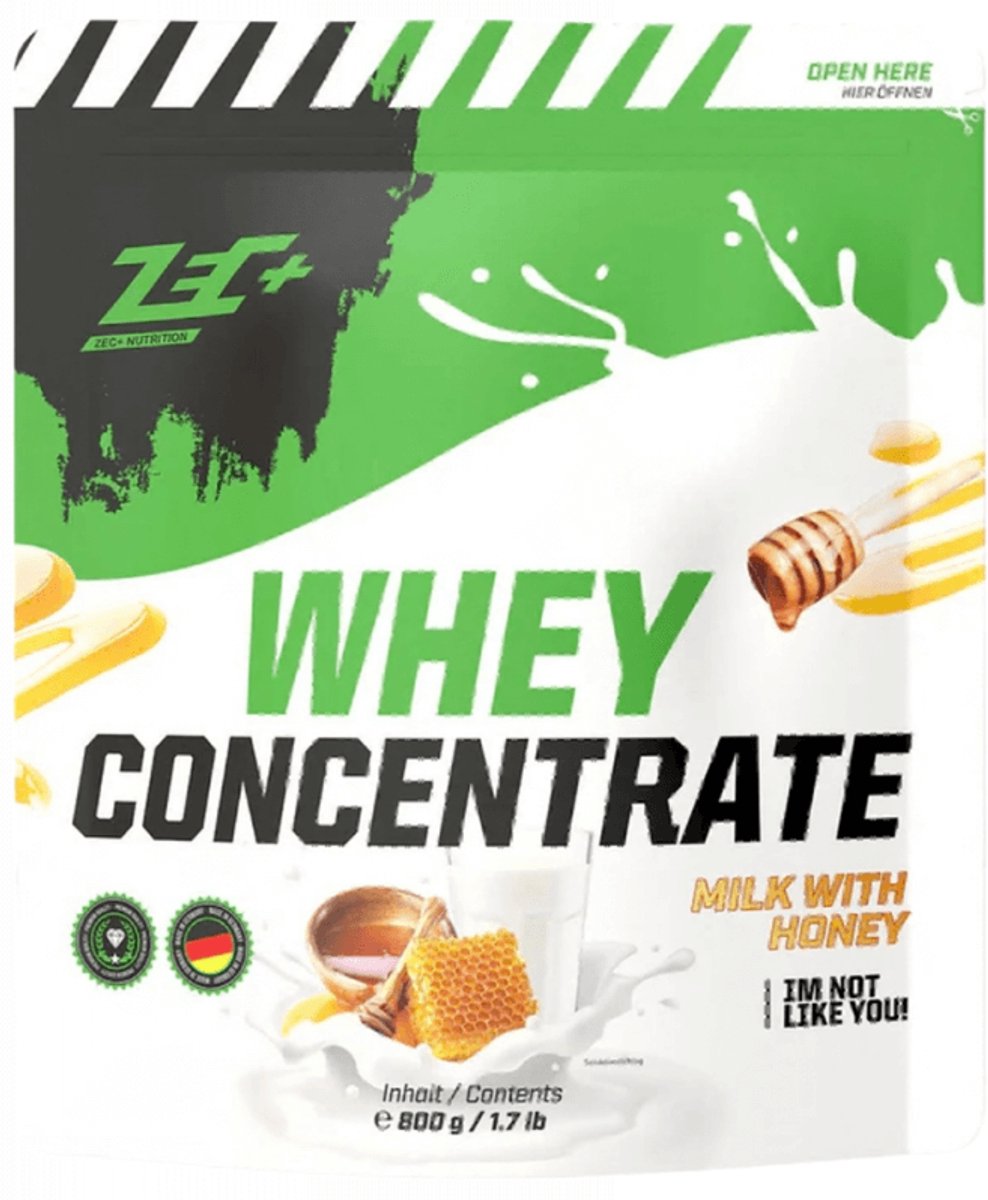 Zec+ Whey Concentrate (800g) Milk with Honey - Eiwitten - Wei-eiwit concentraat