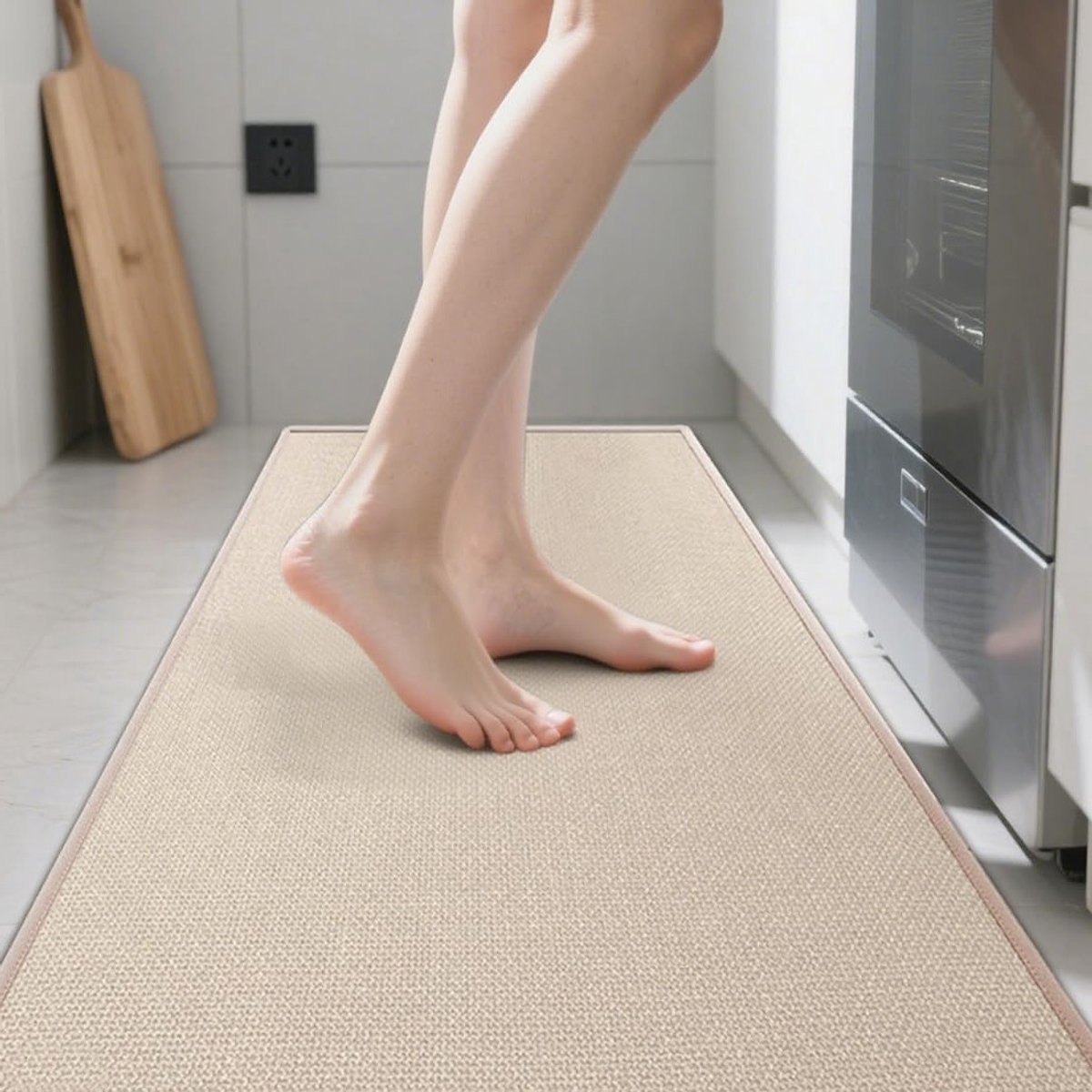 Wasbare Keukenloopmat 43,5 x 180 cm - Antislip, Absorberend en Duurzaam voor Keuken, Wasruimte en Hal - Beige Kleur