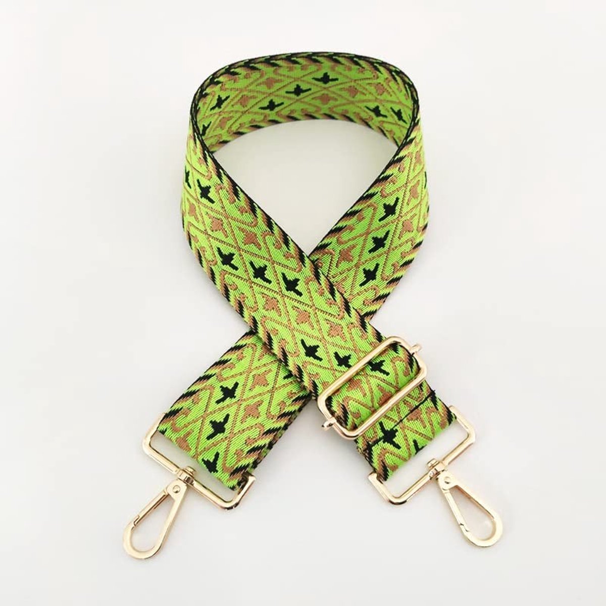 Allecto - Moderne Floral Schouderband - Verstelbare Tasriem - Groen - Duurzaam en Stijlvol - Tas Accessoire - Ideaal voor Dames - Verstelbaar