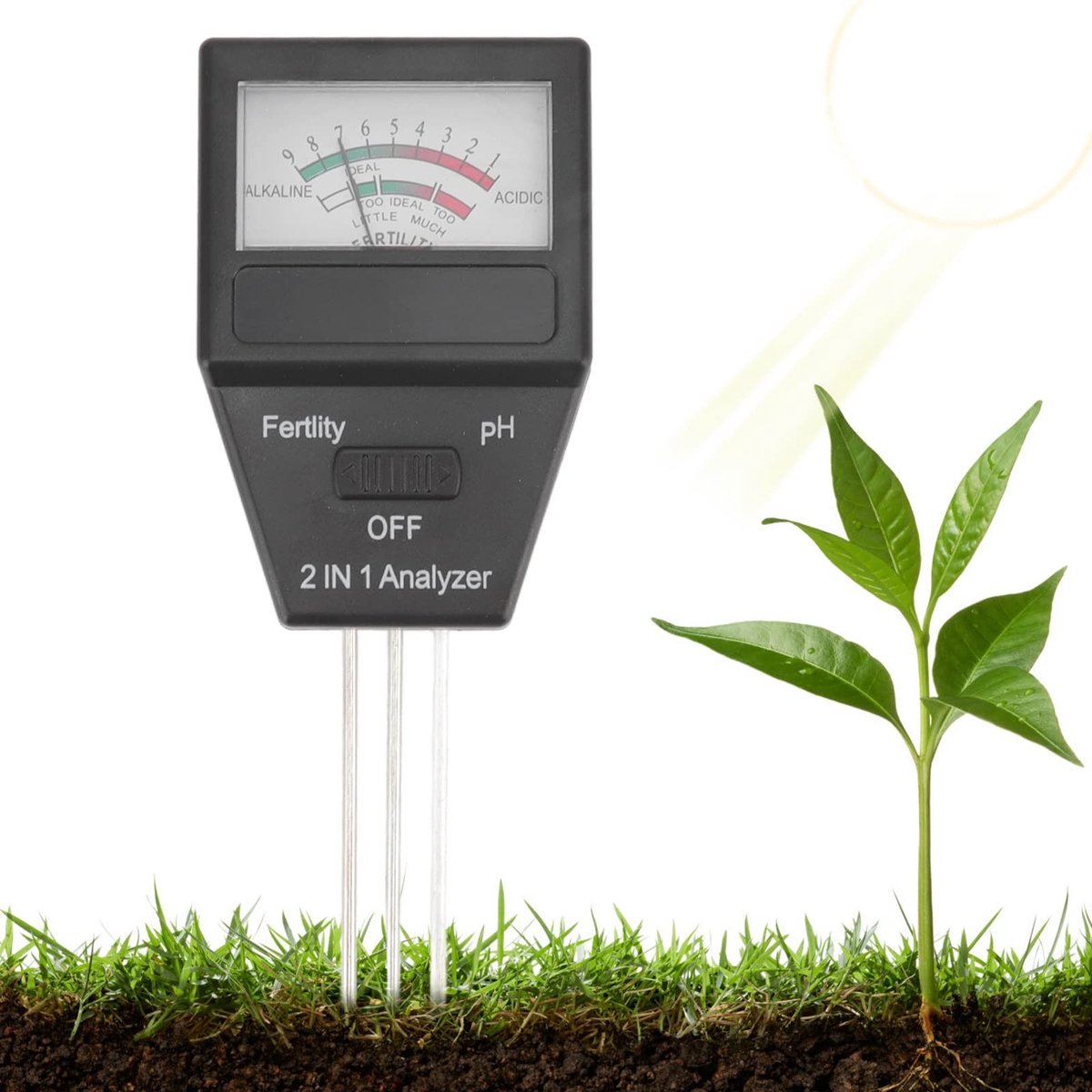 PH-waterkwaliteit/temperatuur- en Vochtigheidsmeter 1 Bodemvruchtbaarheidstester Kleine, Handige Bodemmeter Plug and Play Geen Batterijen Nodig Bodemtestapparaat voor Binnen en