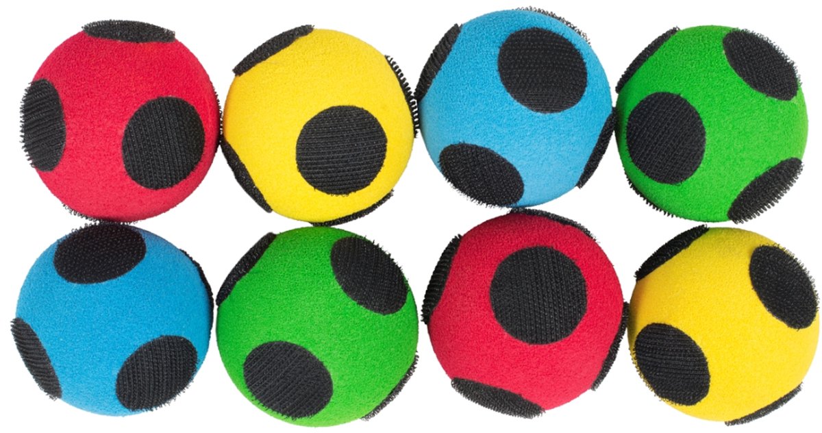 Spordas zachte ballen set - 8 stuks klittenband speelballen.