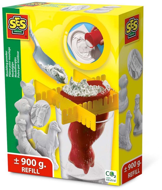 SES Creative - Gips - 900 gram - modelgips - sneldrogend - gieten en schilderen - navulling gips (3x 300 gram)