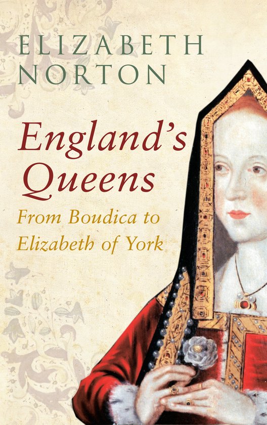 Couverture de livre avec 'England's Queens' et un tableau d'Elizabeth d'York.