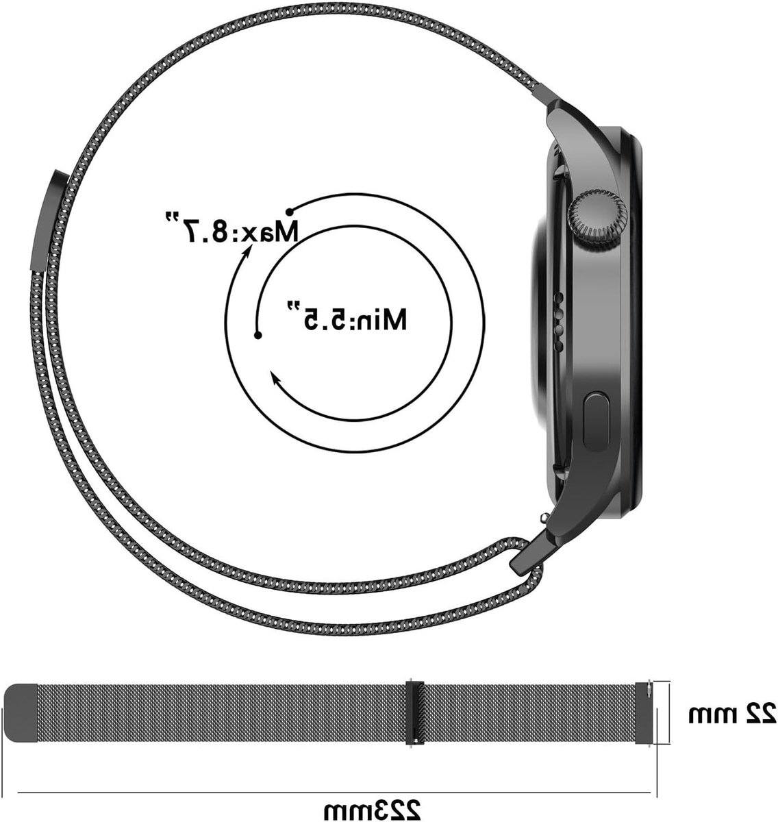 Verstelbare Metalen Horlogeband voor Polar Vantage V3/M3/M2/M, Grit X/X2 Pro en OPPO Watch X2/X/2/2R, Geschikt voor Oneplus Watch 3 47mm, Duurzaam en Stijlvol Ontwerp