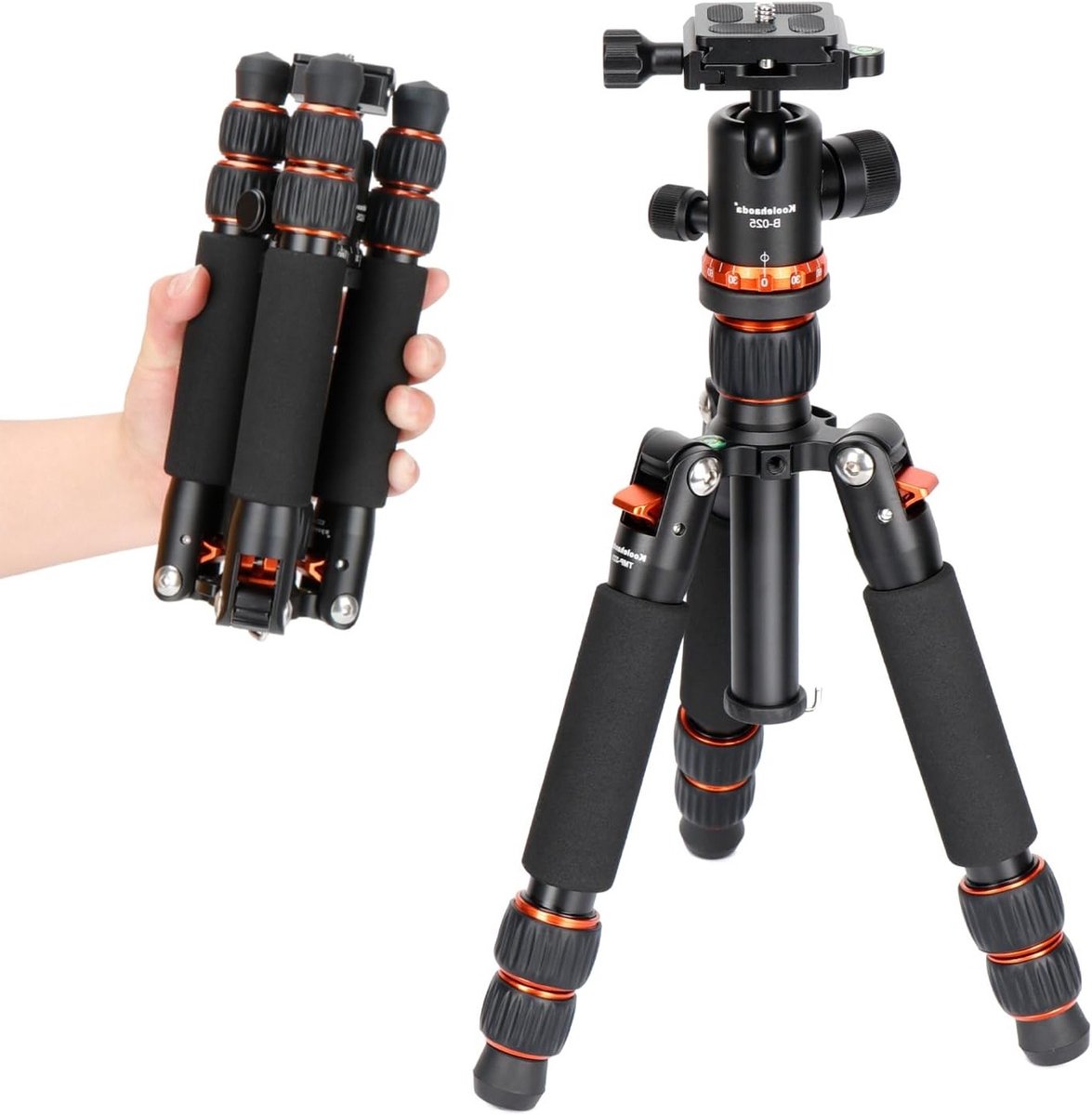 Mini Camera Tripod van 63,5 cm Hoogte, Aluminium, Compact en Draagbaar voor DSLR en Videocamera, 360° Balhoofd, Tot 10kg Belastbaar