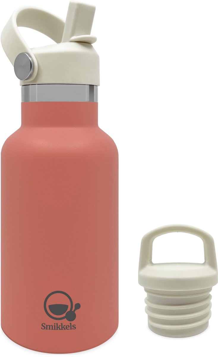 Smikkels - RVS Thermosfles - Drinkfles - 350ml - Roze - isoleerfles kind - Thermosbeker school